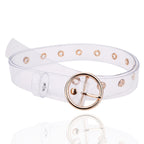 Wide Clear Belt with Round Gold Buckle