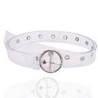Wide Clear Belt with Round Silver Buckle