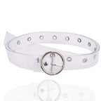 Wide Clear Belt with Round Silver Buckle