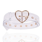 Wide Clear Belt with Gold Heart Buckle