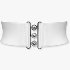 Elasticated Hooks Belt (Silver Buckle) - White