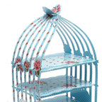 3-Tier Vintage-Style Birdcage-Themed Cardboard Cupcake Stand - Blue