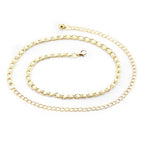 Metal Chain Belt with Pearl Beads - Gold