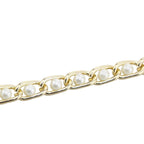 Metal Chain Belt with Pearl Beads - Gold