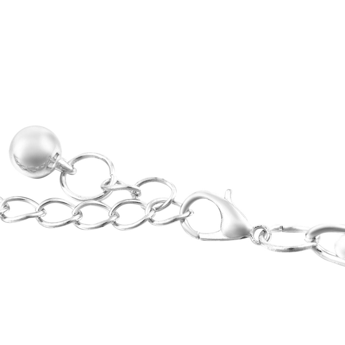 Metal Chain Belt with Pearl Beads - Silver