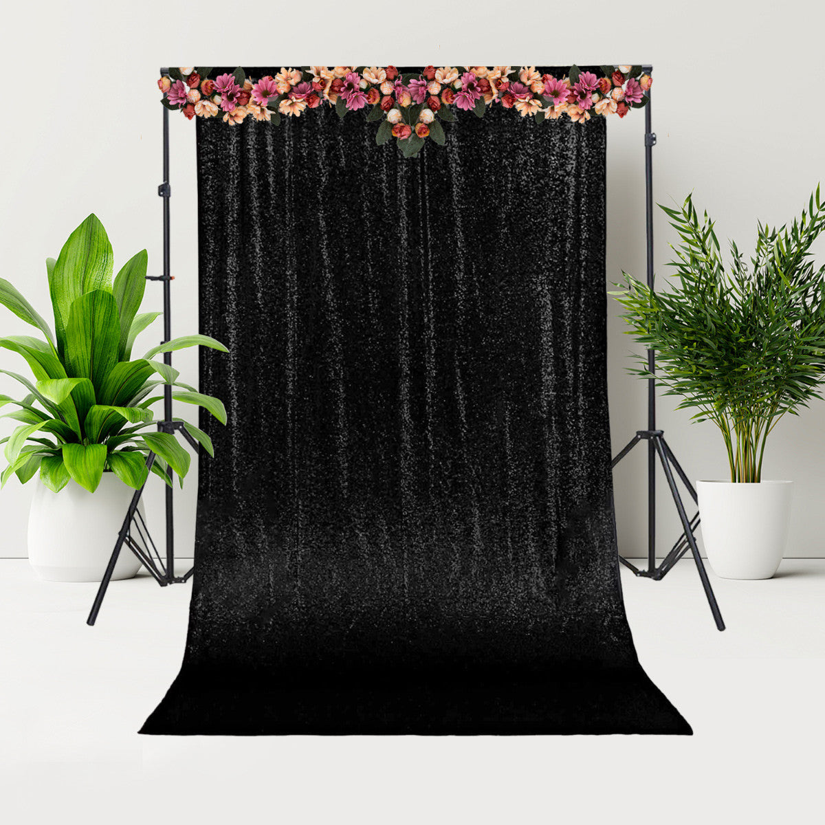 4ft x 7ft Sequin Photography Backdrop - Black