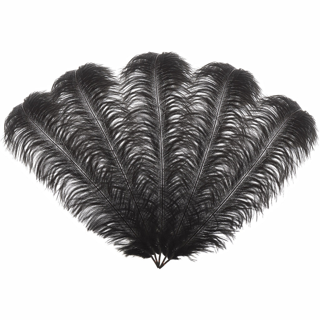 50-60cm Loose Ostrich Feathers, 5pcs - Black