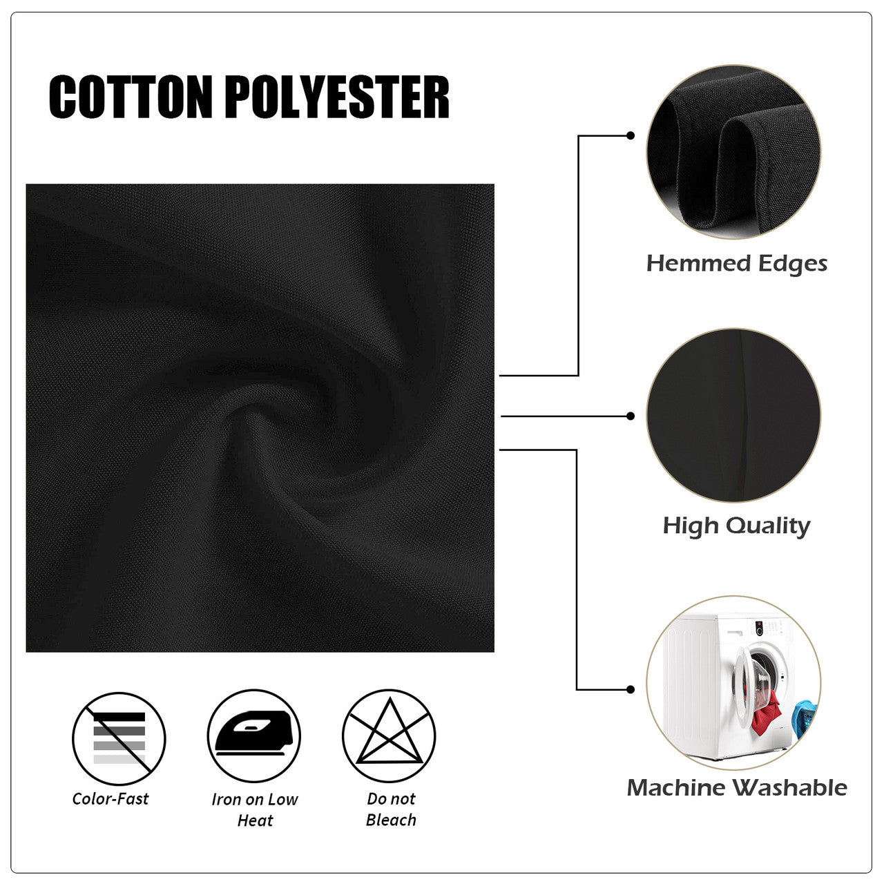 20" Polyester Table Napkin - Black