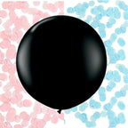 Gender Reveal Black Balloon with Pink/Blue Confetti