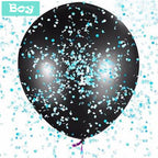 Gender Reveal Black Balloon with Pink/Blue Confetti