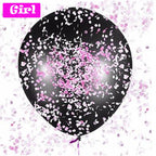 Gender Reveal Black Balloon with Pink/Blue Confetti