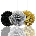 Black & Gold Balloons, Pom-Poms, Bunting & Tassels Birthday Set