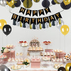 Black & Gold Balloons, Pom-Poms, Bunting & Tassels Birthday Set