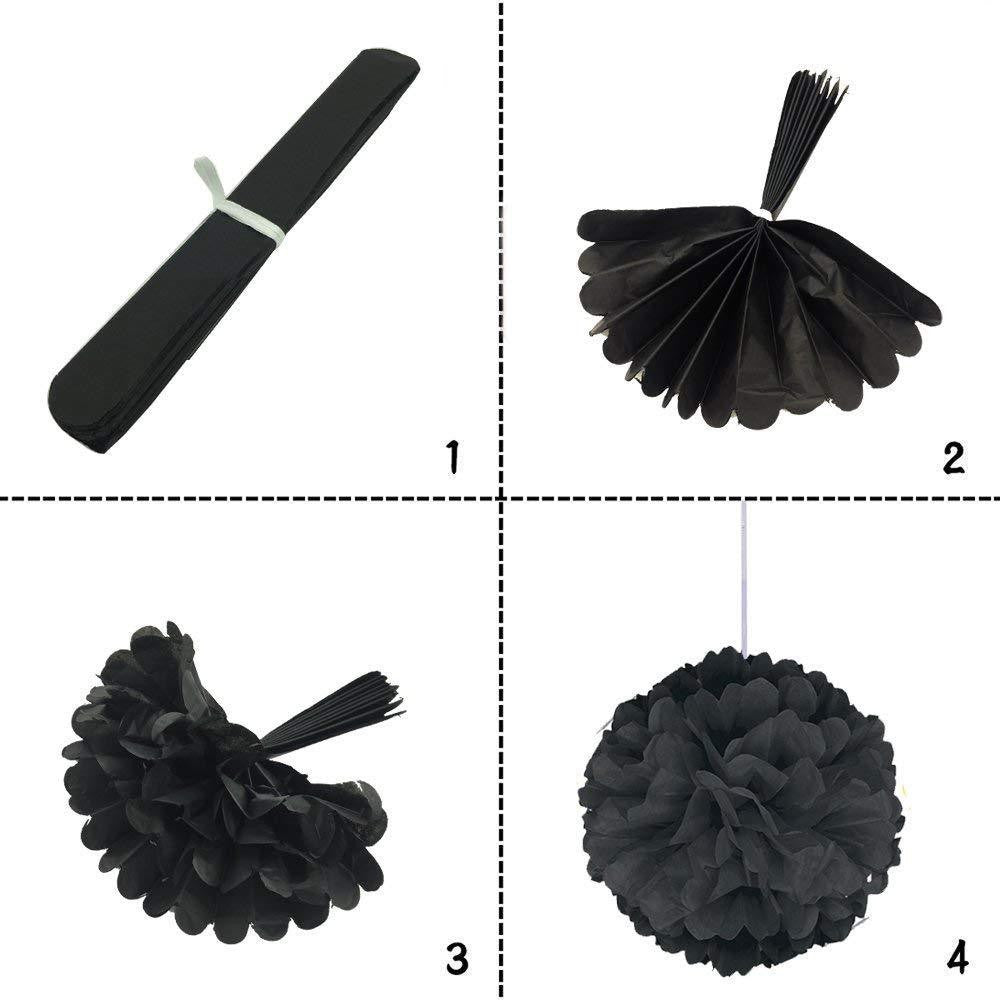 Black & Gold Balloons, Pom-Poms, Bunting & Tassels Birthday Set