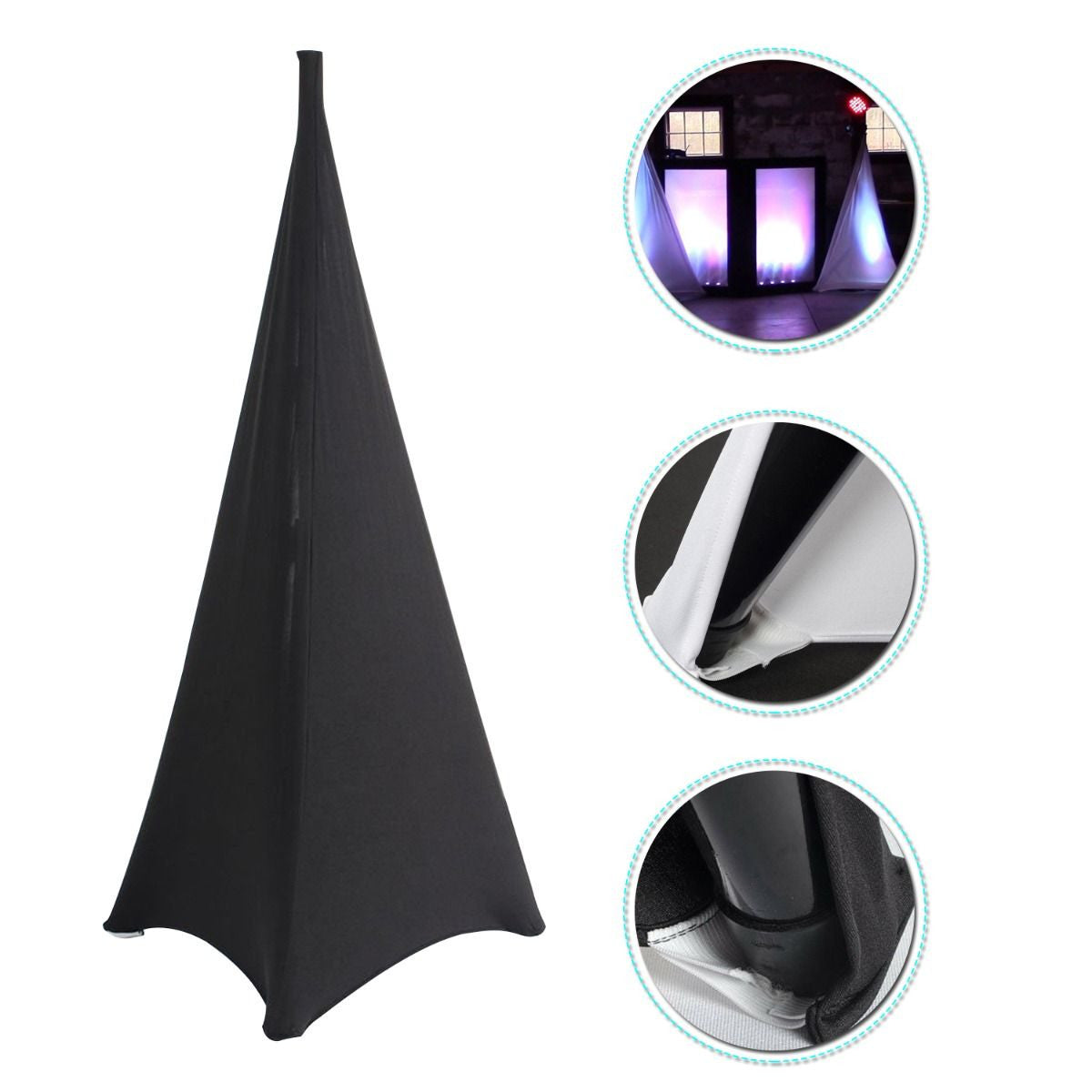 Triple-Sided Spandex Tripod Triangular Speaker Covers - Black