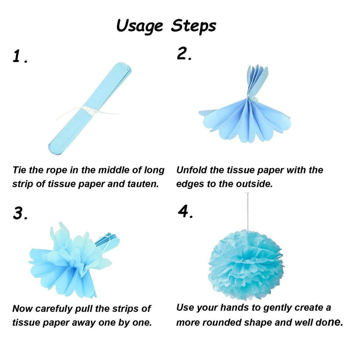 Blue & White Pom-Poms and Tassels Decorations
