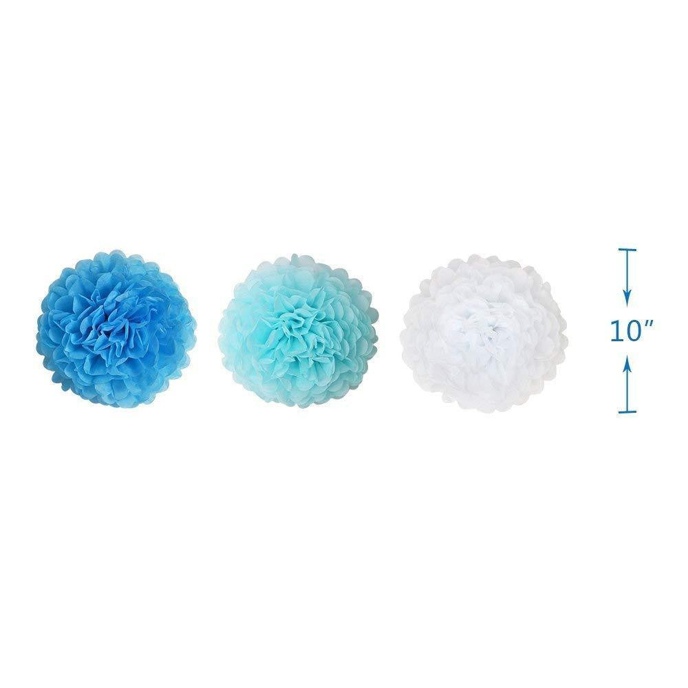 Blue & White Pom-Poms and Tassels Decorations
