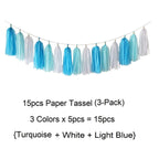 Blue & White Pom-Poms and Tassels Decorations