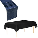 Plastic Table Cloth And Navy Sequin Table Runner Set - 2pcs