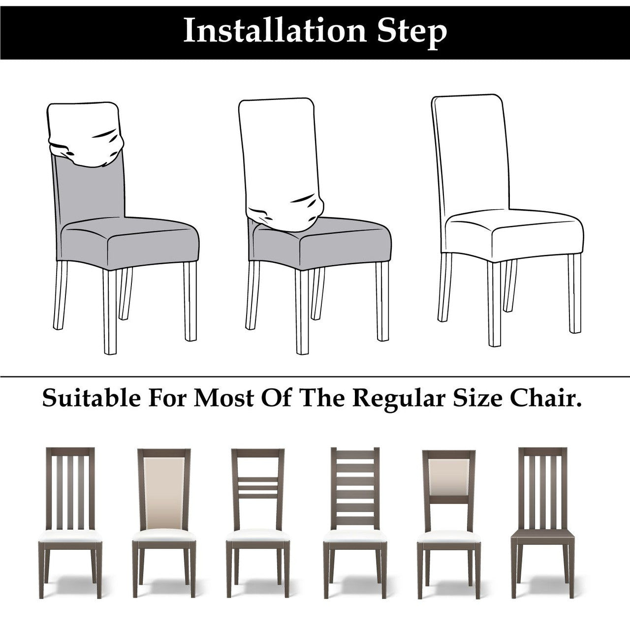 Short Velvet-Touch Spandex Chair Cover - Brown Tan