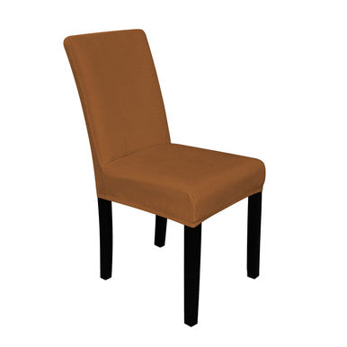Short Velvet-Touch Spandex Chair Cover - Brown Tan