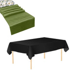Plastic Table Cloth And Sage Green Runner Set  - 2Pcs