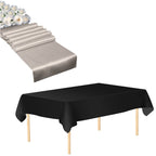 Plastic Table Cloth And Silver Satin Runner Set - 2Pcs