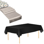 Plastic Table Cloth And Silver Satin Runner Set - 2Pcs