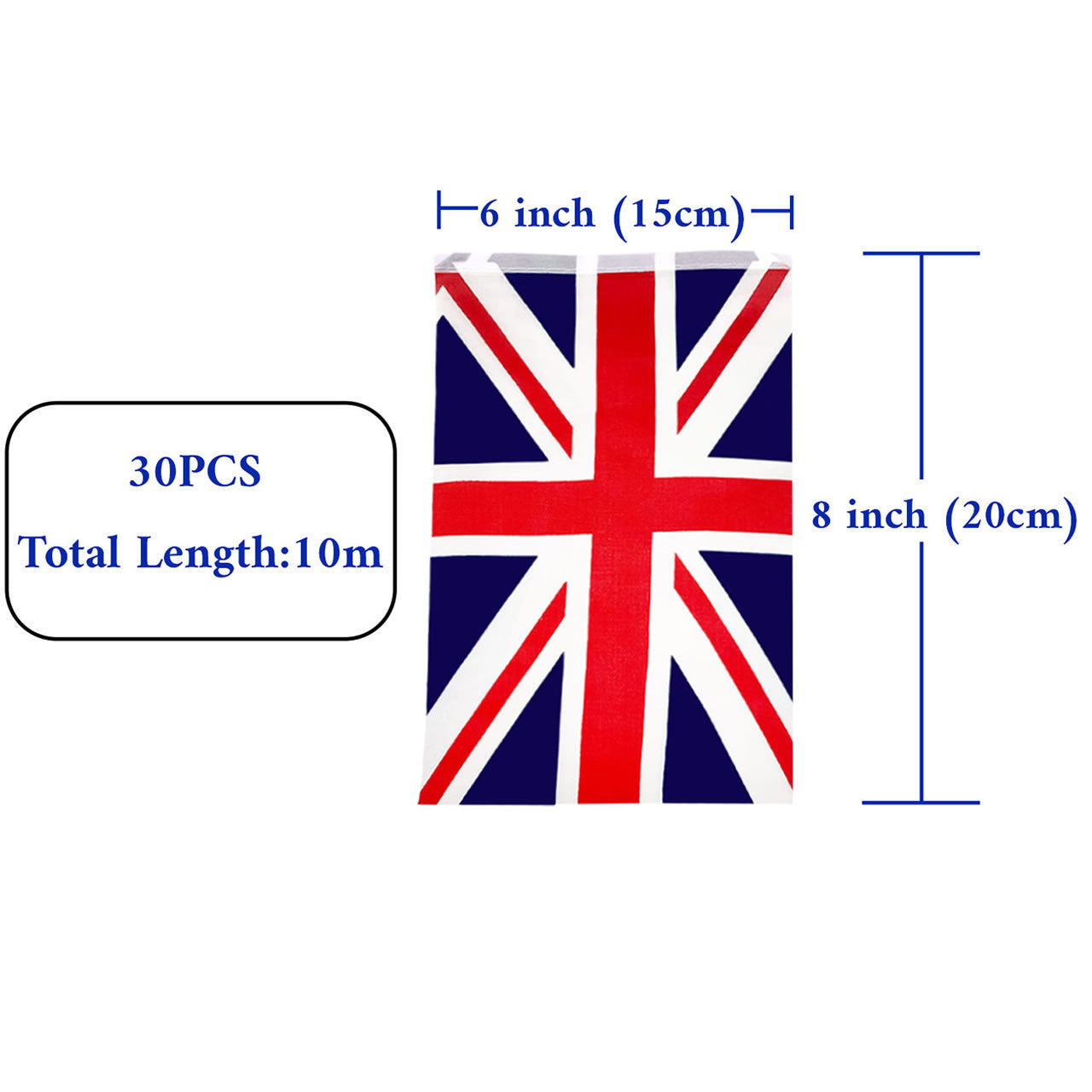 Union Jack Polyester Bunting (Rectangles) - 10m