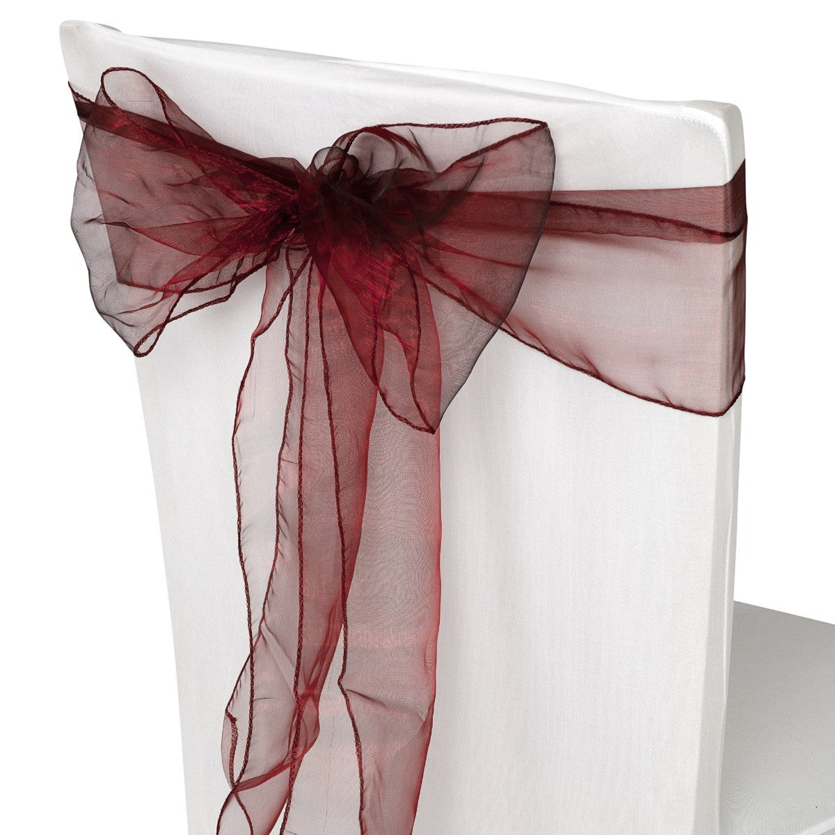 7" x 108" Organza Chair Sash - Burgundy