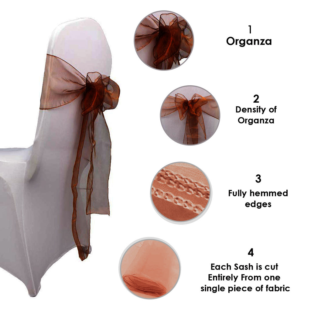 7" x 108" Organza Chair Sash - Burgundy