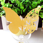 50x Laser Cut Butterfly Place Cards (67mm x 107mm) - Gold
