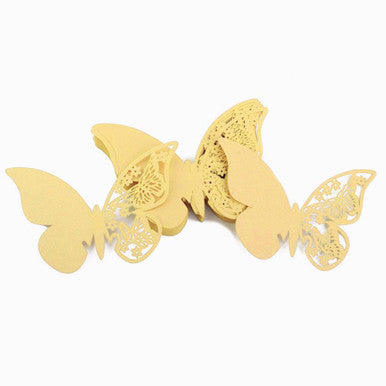 50x Laser Cut Butterfly Place Cards (67mm x 107mm) - Gold