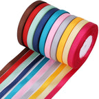 10mm Double Sided Satin Ribbon Bundles, 10 x 25m Rolls - Mixed Colours