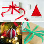 Christmas Coloured Satin Ribbons, 3 x 25m Rolls - Red, Green & White