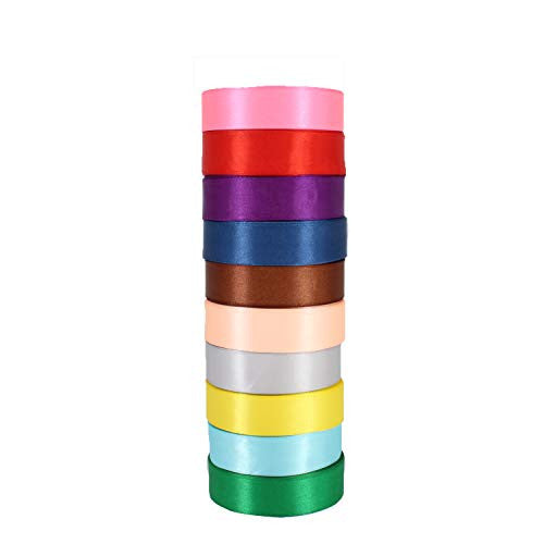 25mm Double Sided Satin Ribbon Bundles, 10 x 25m Rolls - Mixed Colours
