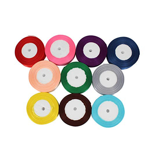 25mm Double Sided Satin Ribbon Bundles, 10 x 25m Rolls - Mixed Colours