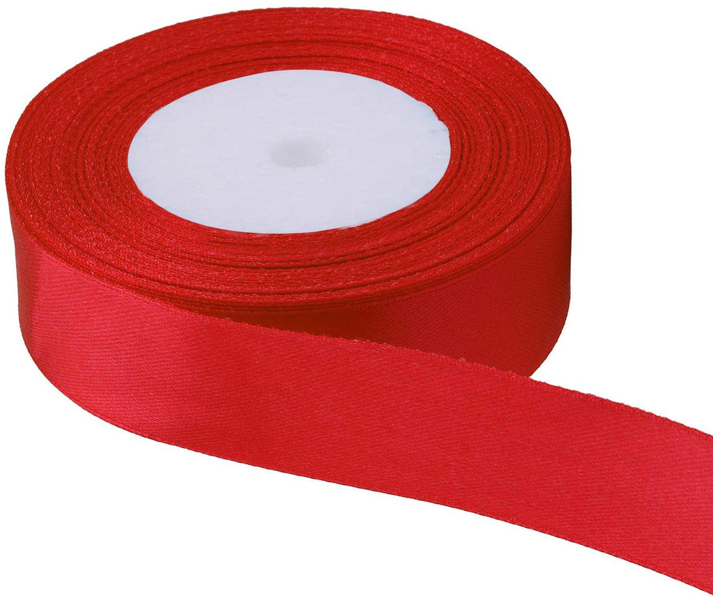 Christmas Coloured Satin Ribbons, 3 x 25m Rolls - Red, Green & White
