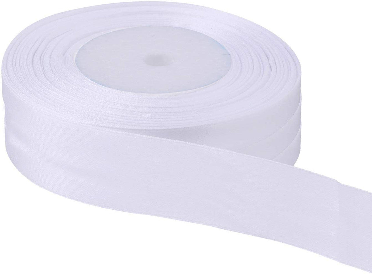 Christmas Coloured Satin Ribbons, 3 x 25m Rolls - Red, Green & White