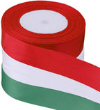 Christmas Coloured Satin Ribbons, 3 x 25m Rolls - Red, Green & White