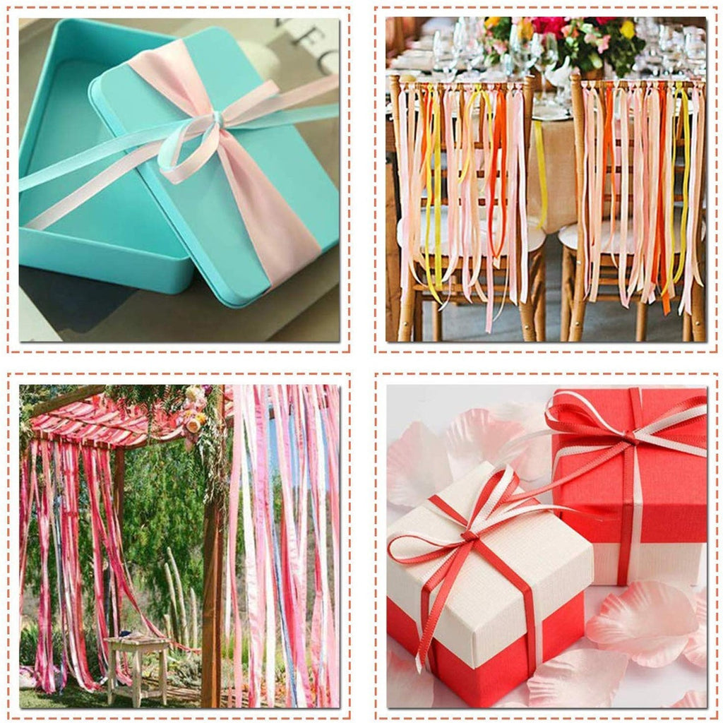 10mm Double Sided Satin Ribbon Bundles, 10 x 25m Rolls - Mixed Colours