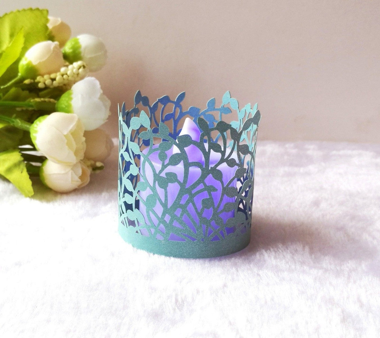 25x Laser Cut Tea Light Candle Holders - Green