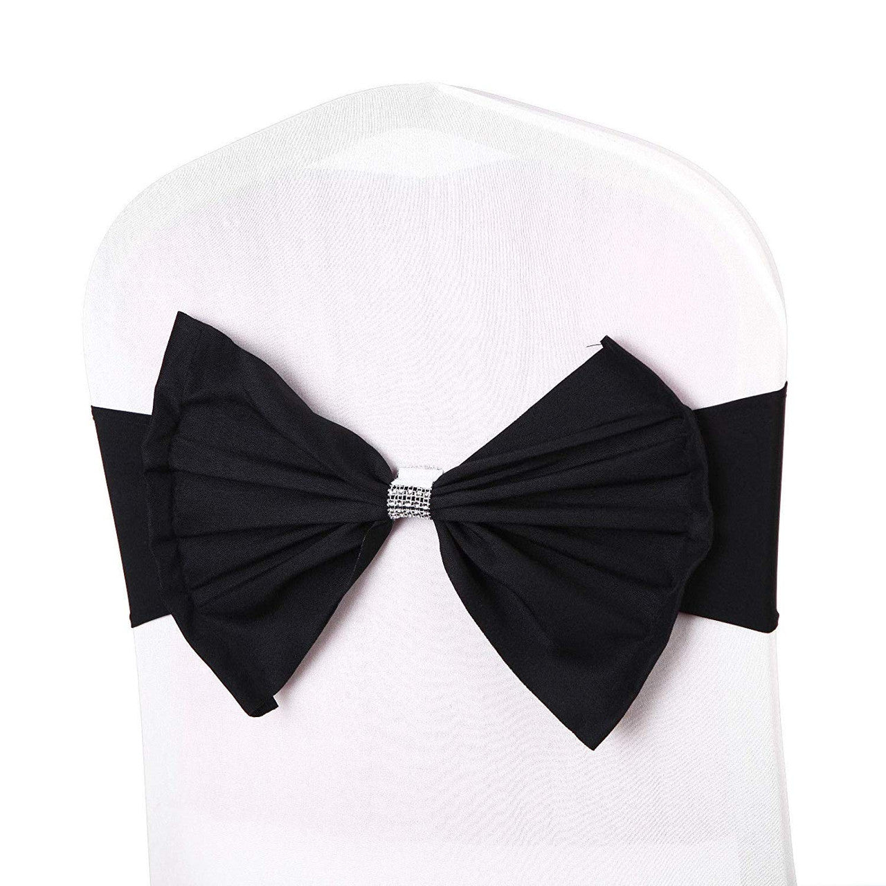 Spandex Chair Band with Large Bow - Black
