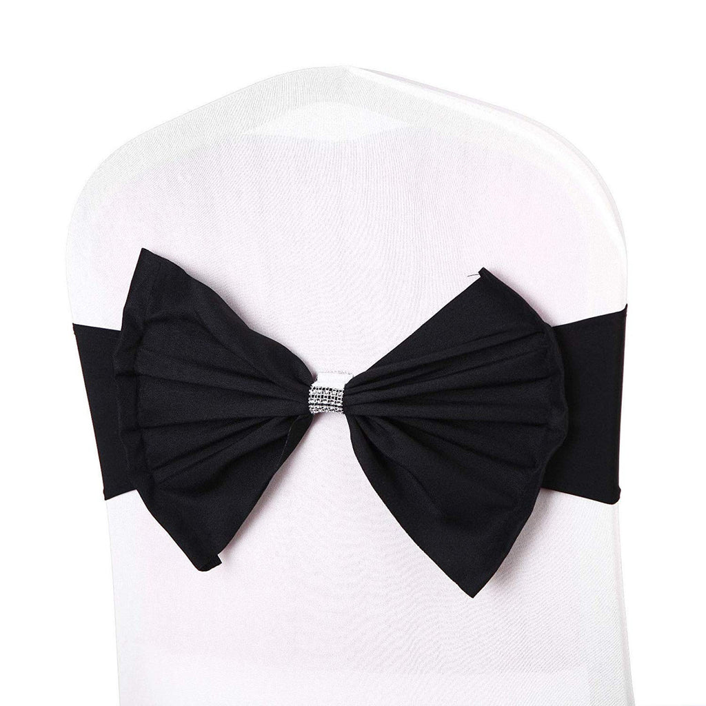 Spandex Chair Band with Large Bow - Black