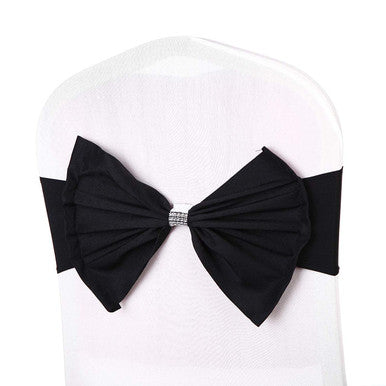 Spandex Chair Band with Large Bow - Black