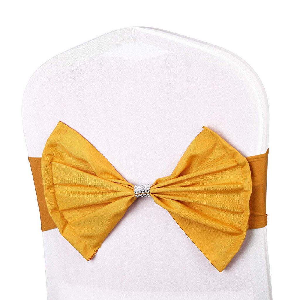 Spandex Chair Band with Large Bow - Gold