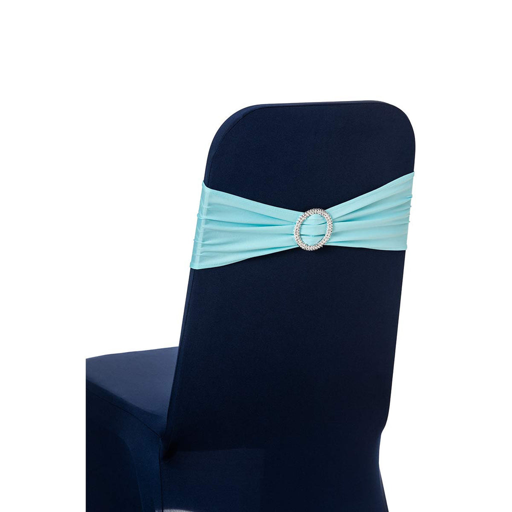 Spandex Chair Band with Round Diamante Buckle - Baby Blue