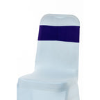 Spandex Chair Band with Round Diamante Buckle - Dark Purple