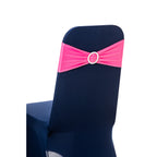 Spandex Chair Band with Round Diamante Buckle - Hot Pink
