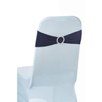 Spandex Chair Band with Round Diamante Buckle - Navy Blue